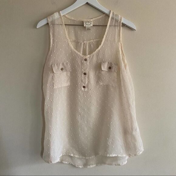 Belle Du Jour Tops - Belle Du Jour Sleeveless Sheer Swiss Dot Top M